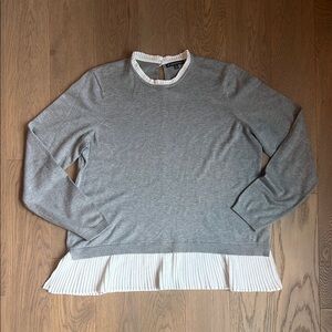 Adrianna Papell Gray Sweater with White Accents